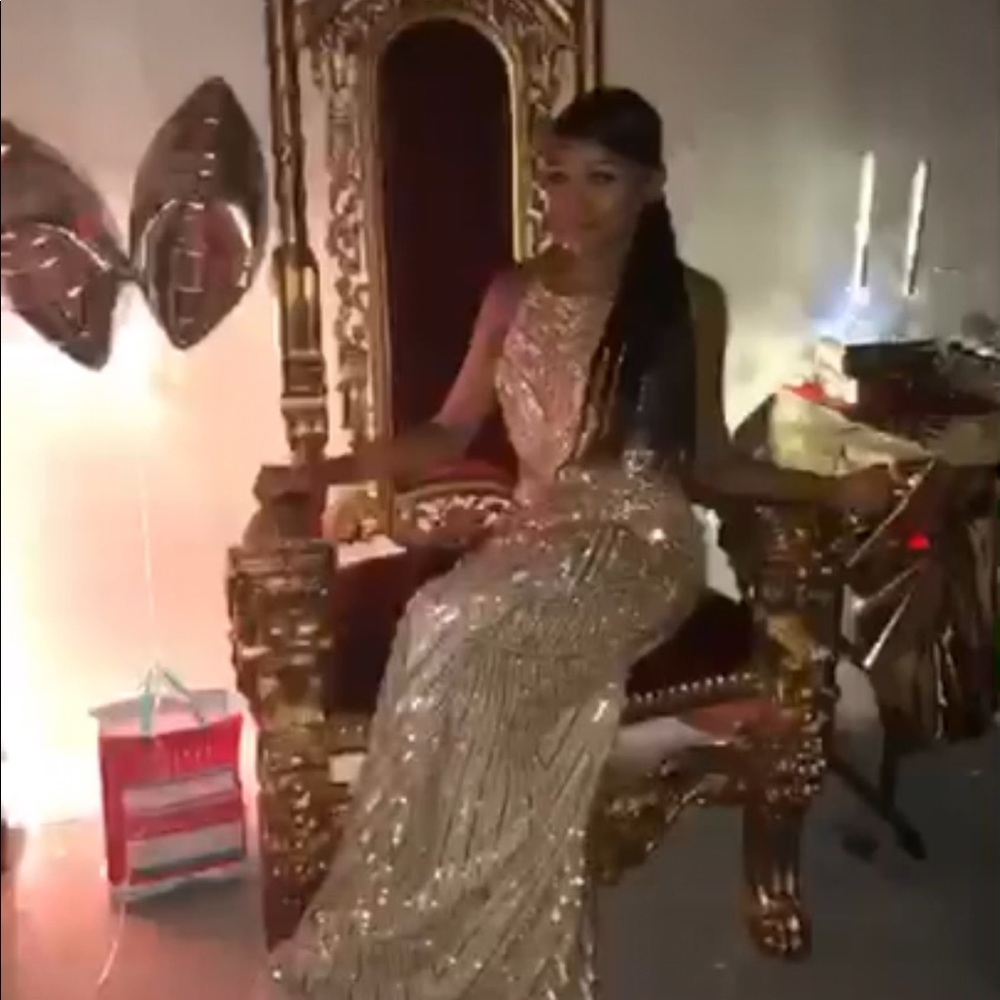 Aidan mattox gold gown